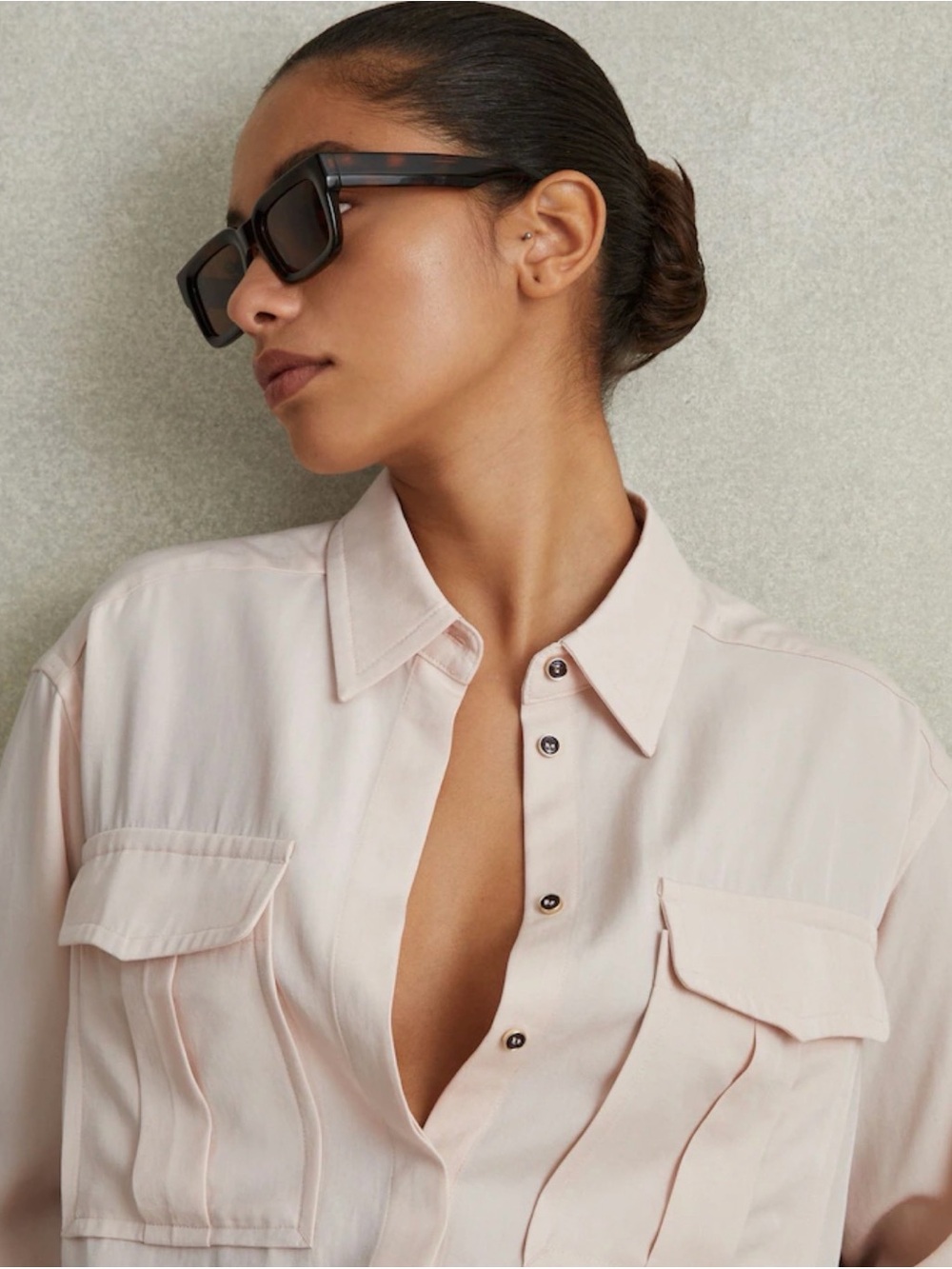 Reiss Light Pink Utility Button-Front Shirt NWT $240 Size 6, 8